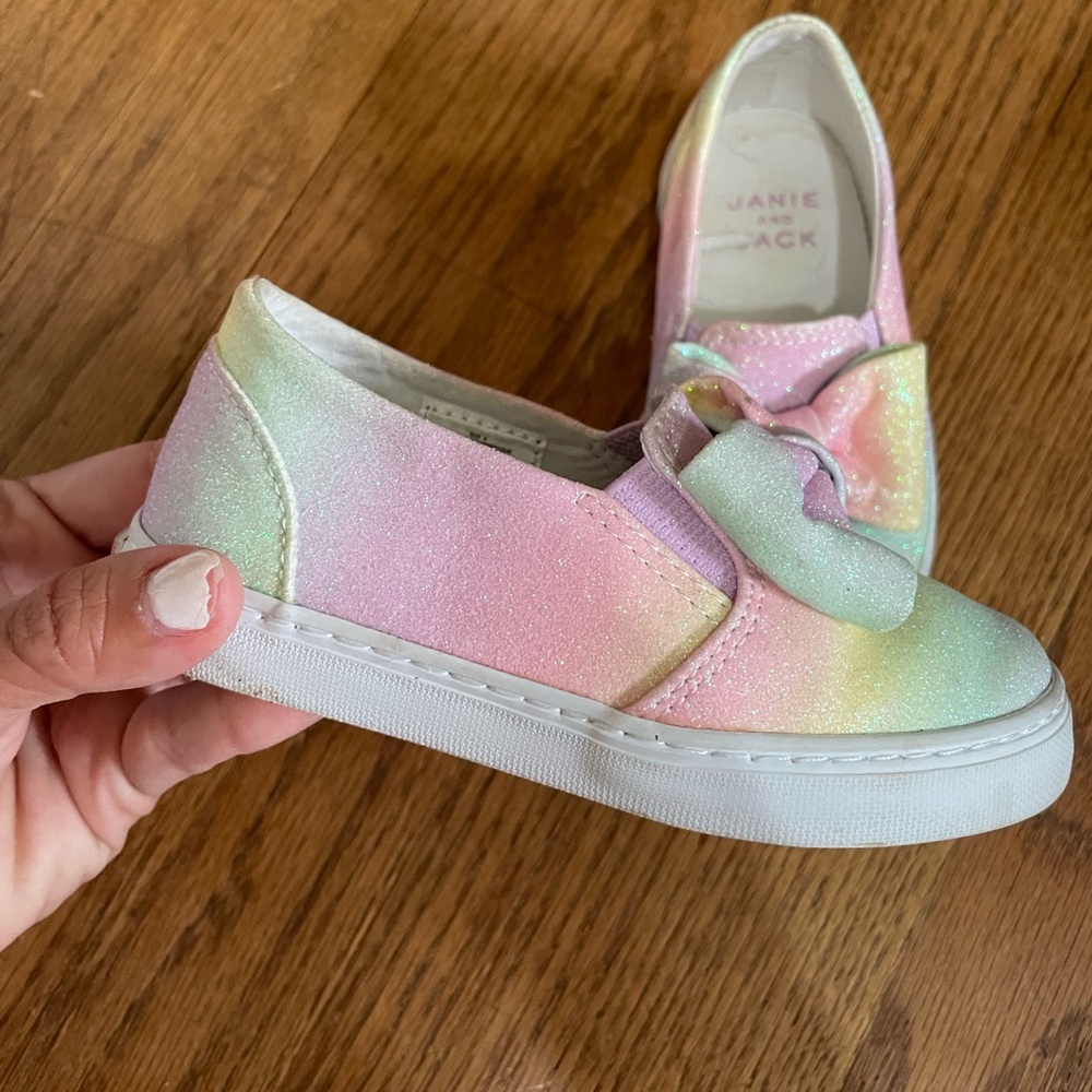 Janie & Jack rainbow glitter slip on size 8
